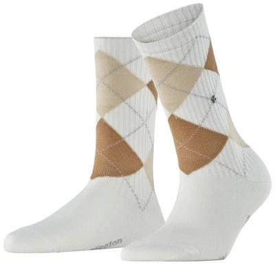 Burlington Aux femmes Rib Courtside Argyle Coton Chaussettes - blanc - Photo 1/4