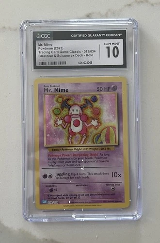 2023 Pokemon Classic Game Mr Mime 013/034 Blastoise Suicune ex Deck Holo CGC 10