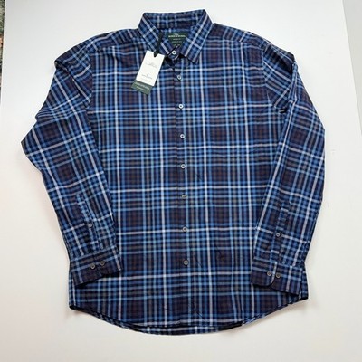 Rodd & Gunn Men XL Blue Plaid Albini Italian Fabric Sports Fit Button Down Shirt