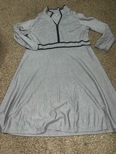 Jessica London Plus Size Knit Midi Dress, Gray with Black Trim, Size 22/24