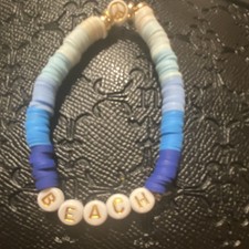BEACH Letter Beaded Bracelet Multicolor Ombre...