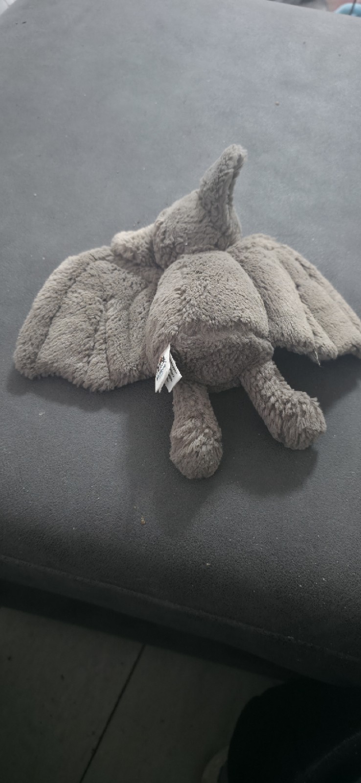Jellycat Small Bashful Bat Plush Soft Toy – Grey – With Tags – Authentic image 2