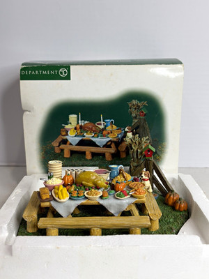Department 56 Village Accessories A Harvest Feast #56.53045 Thanksgiving Scene