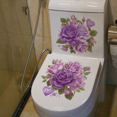 Wasserdichte lila Rose Blumen Aufkleber für Toilettensitz 25 cm x 25 cm 2er Pac