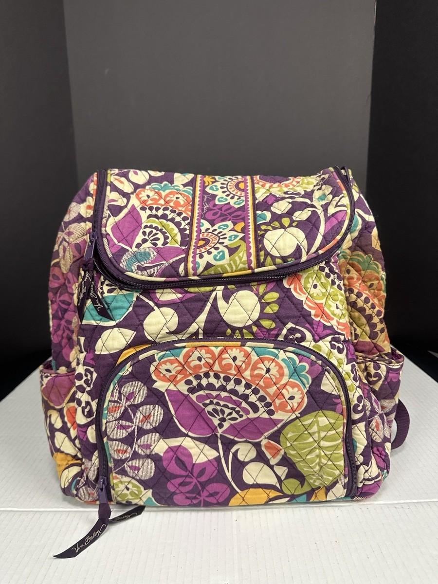 Vera Bradley Backpack Plum Crazy Purple Floral Cotton Back  display picture 1