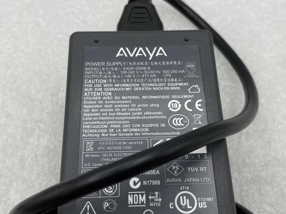 Fonte de alimentação Avaya EADP-20XB B telefone IP 48V com cabo novo na caixa FRETE GRÁTIS - Imagem 2 de 4
