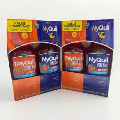 2PX Vicks Kids DayQuil & NyQuil BERRY Cold & Cough Medicine 16 Oz Exp 6/30/26