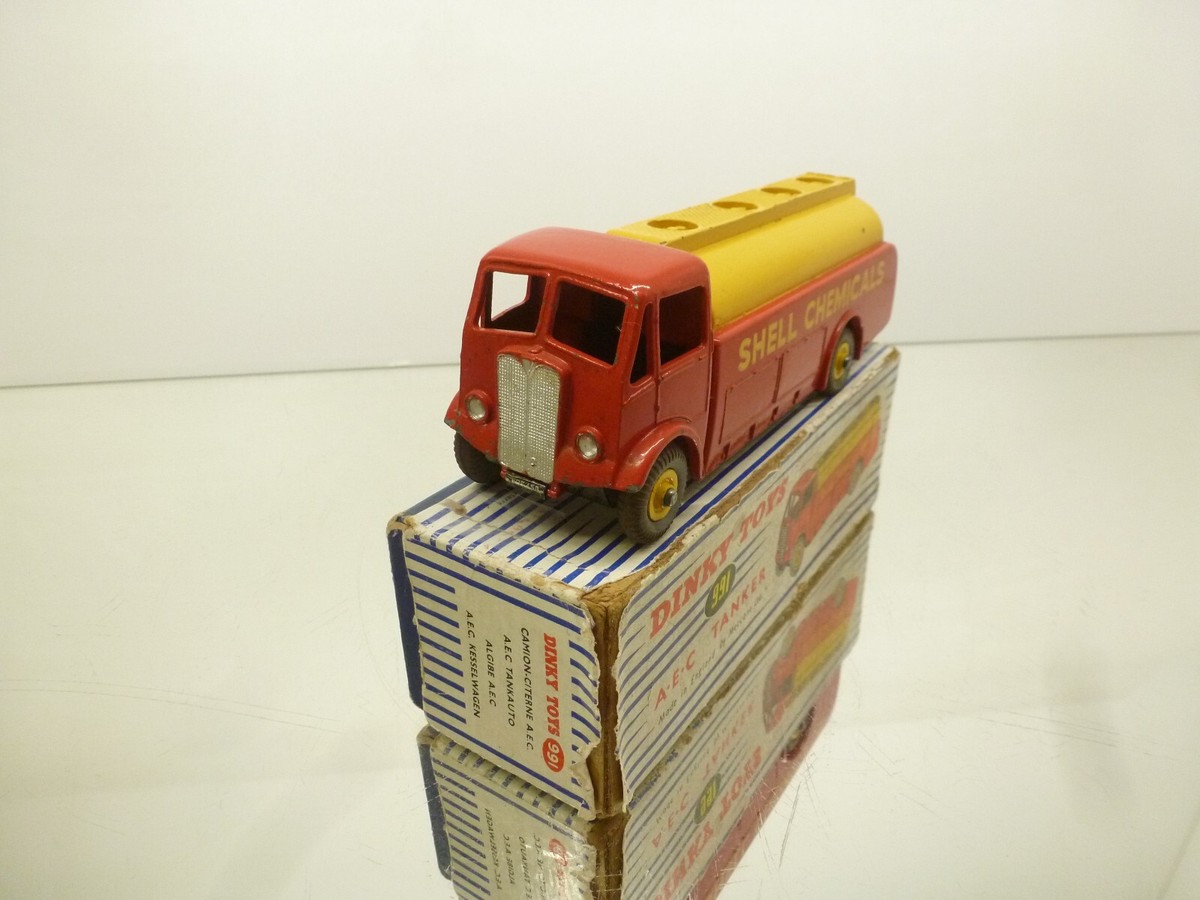 A Dinky 991 AEC Tanker 'Shell Chemicals Limited' in red and yellow with Supertoy hubs and grey tread