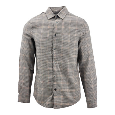 M&S Autograph Performance Check Print Langarm Herren Hemd