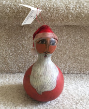 Hand Painted Gourd Santa Ornament Folk Art by Karenlee Spencer 2006 FREE SHIP