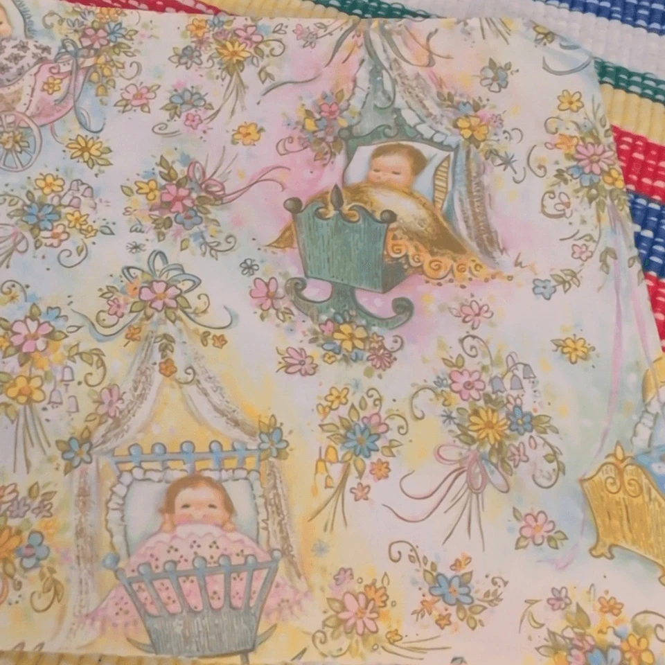 MCM Vintage años 50 60 70 nuevo baby shower lote de papel de envolver Foto 3 de 4