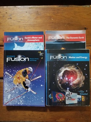 4 ScienceFusion workbooks 2 new 2 slightly used earths h2o motion matter&energy