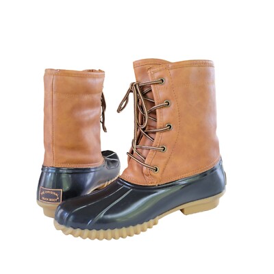 brown black duck boots