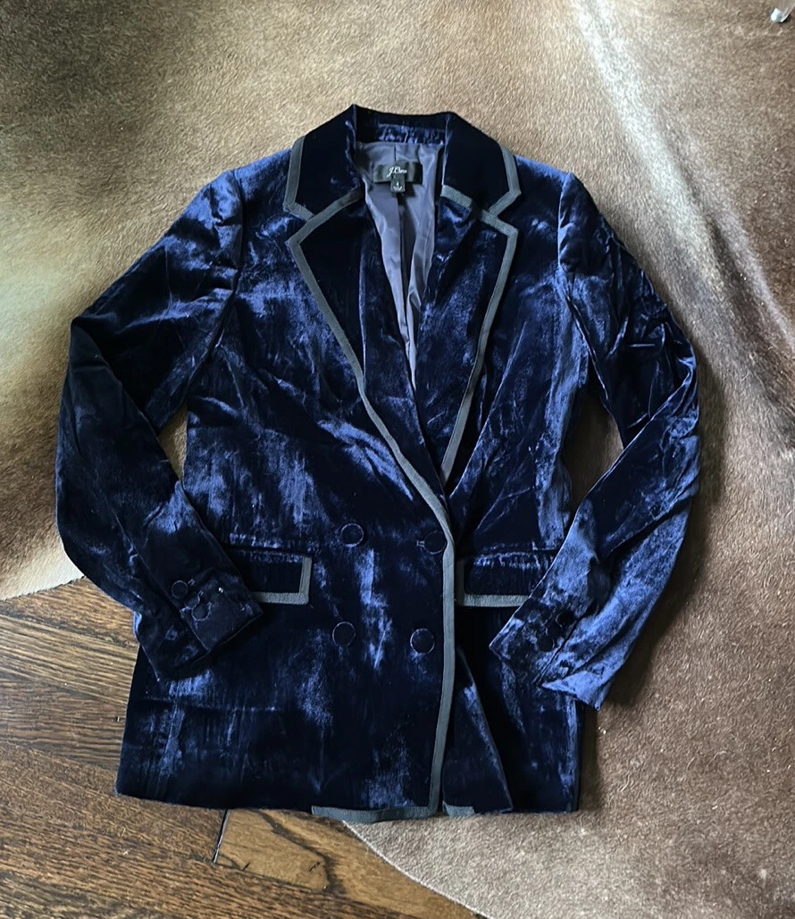 J crew blue velvet best sale blazer