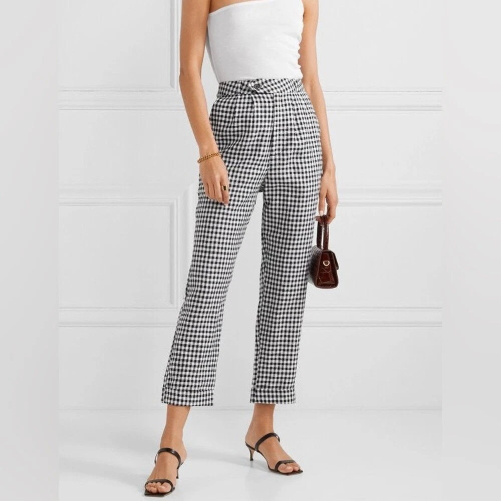 Reformation Gingham Linen Trouser
