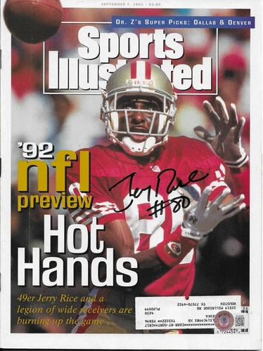 Jerry Rice Signed Sports illustrated Magazine Autographed BAS 1992 Hot Hands