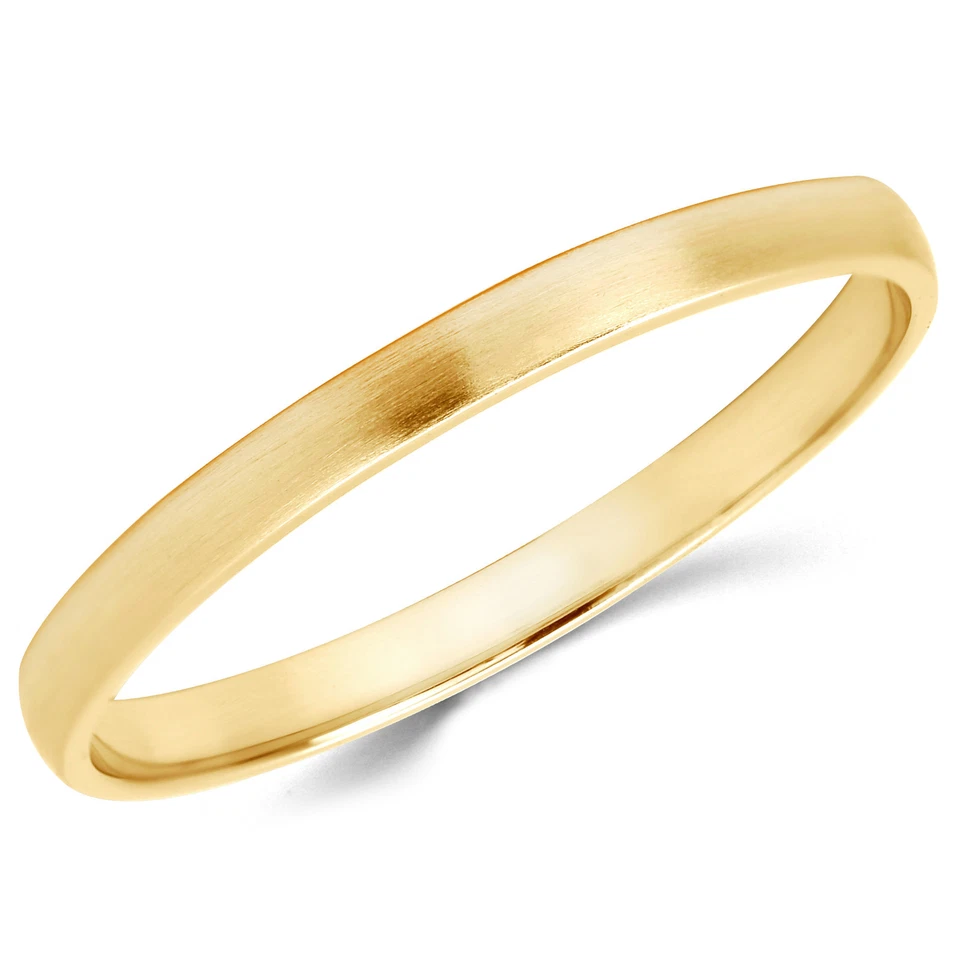 10K Yellow Gold 2mm 3mm 4mm 5mm Brush Comfort Finish Fit Wedding Band Ring - Image 2 of 4