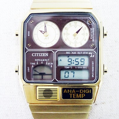 CITIZEN ANA-DIGI TEMP reprint model watch gold JG2103-72X from