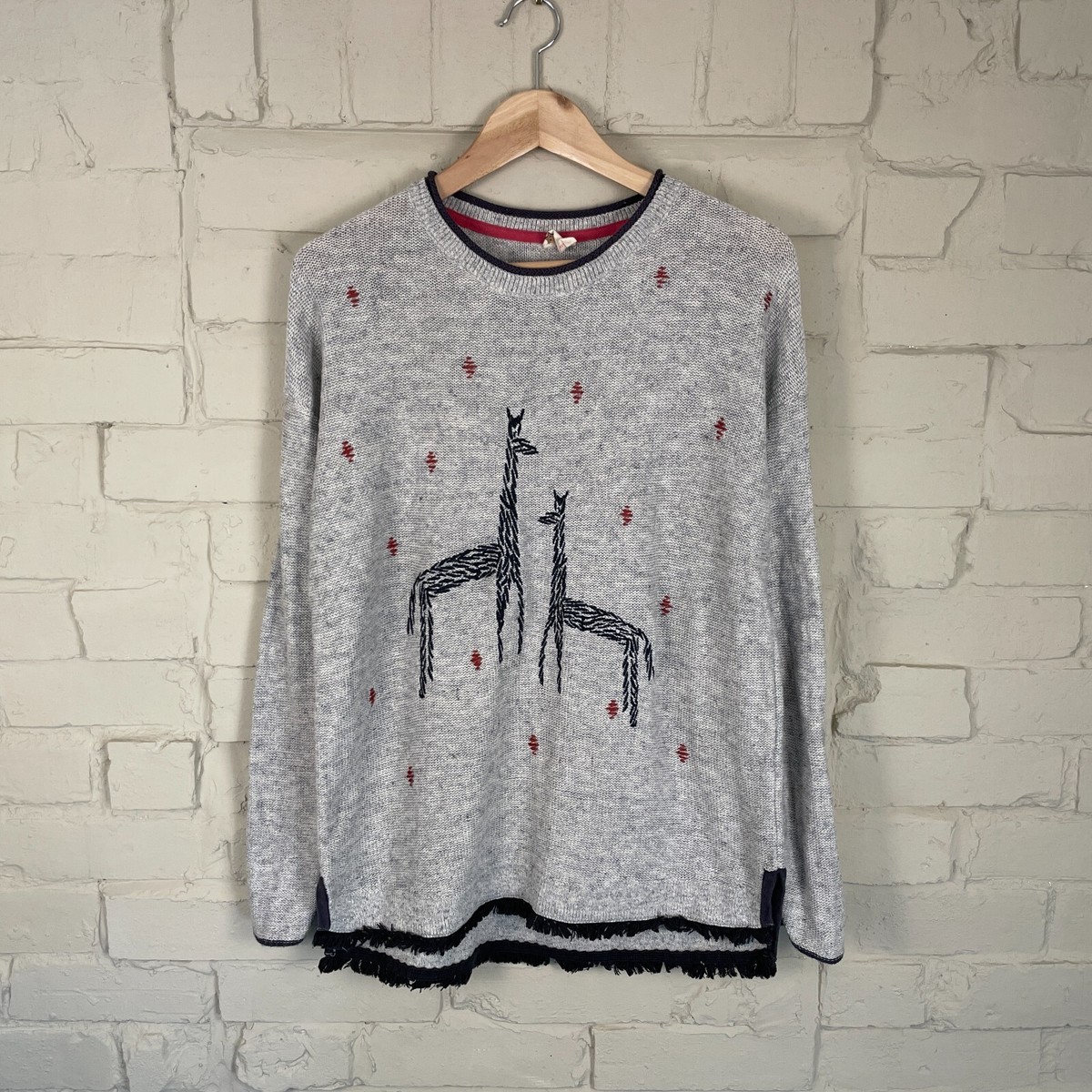 Womens White Stuff Sweater Jumper UK 14 Larma Grey Knit Linen Pull Over  Knitted