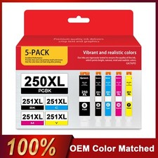 PGI-250XL CLI-251XL Ink Set 5-Pack for Canon IX6820 IP7220 Printers
