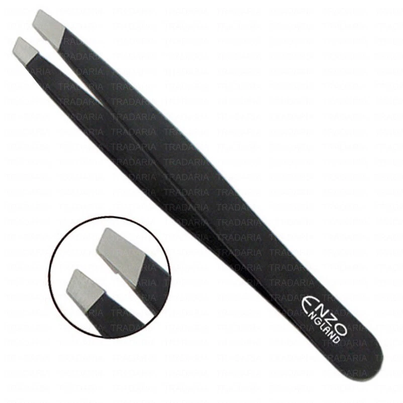 ENZO ENGLAND BLACK BEAUTY FACIAL EYEBROW HAIR REMOVING SLANTED TIP CRAFT BEADING TWEEZERS