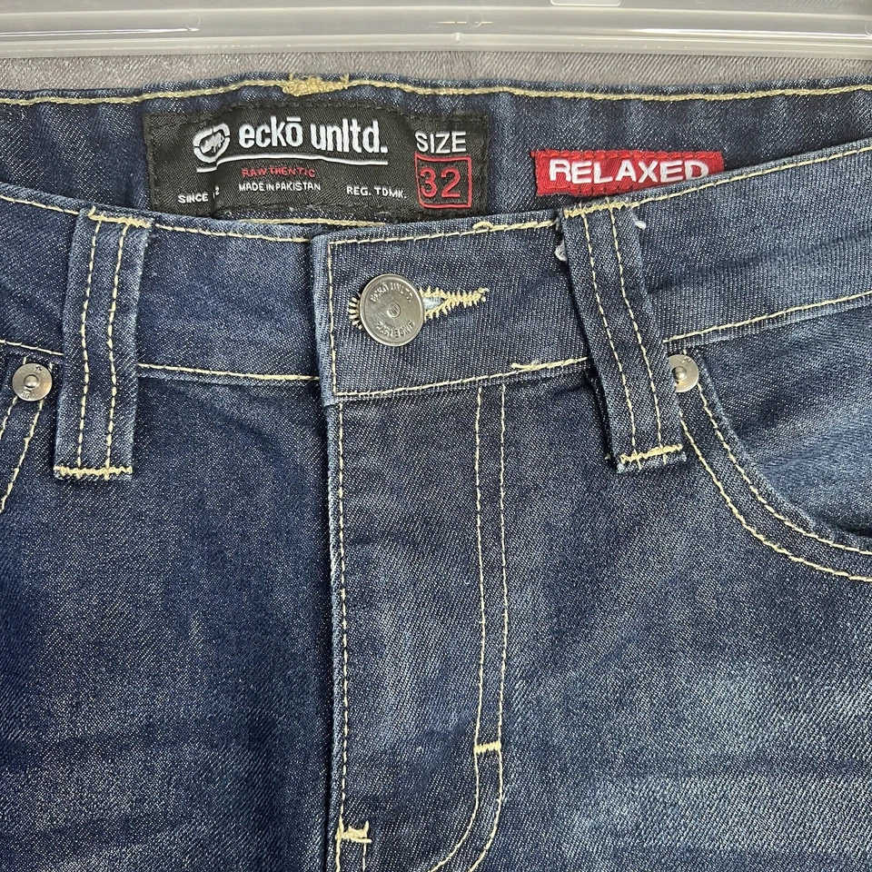 Pantalones cortos de mezclilla para hombre ecko unltd calce relajado ropa de calle talla 32 real (33Wx10L) Foto 3 de 4