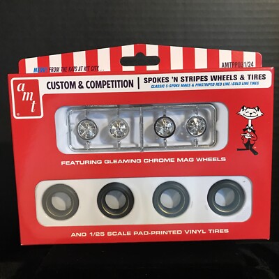AMT PPO31/24 CUSTOM & COMPETITION SPOKES  N STRIPES WHEELS & TIRES-NIB-1/25 SCAL