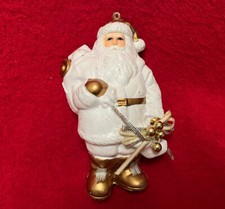 Vintage 60 s Christmas Santa Claus Plastic Figurine Ornament White outfit Japan