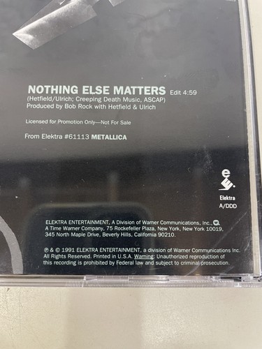 Promo CD - Metallica - Nothing Else Matters (1 Song, PR 8534, 1991, Elektra) #MT2 - Bild 6 von 7