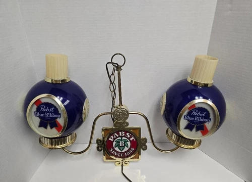 Vintage Pabst Blue Ribbon Beer Hanging Lighted Double light sconce works great