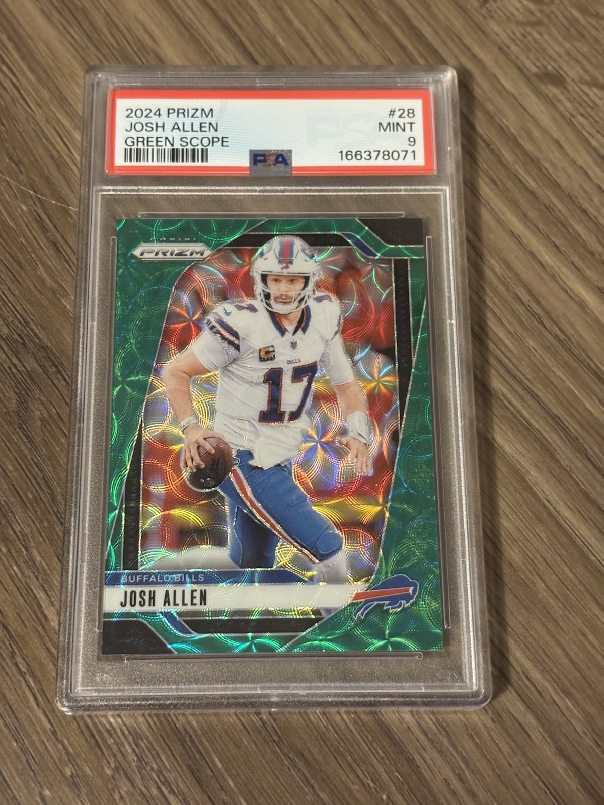 2024 Panini Prizm - Josh Allen #28 Green Scope Prizm /75 - PSA 9