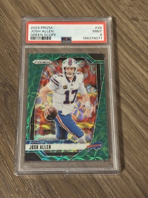 2024 Panini Prizm - Josh Allen #28 Green Scope Prizm /75 - PSA 9