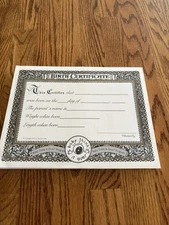 100 Baby Think It Over Doll ORIGINAL Blank Birth Certificates NEW