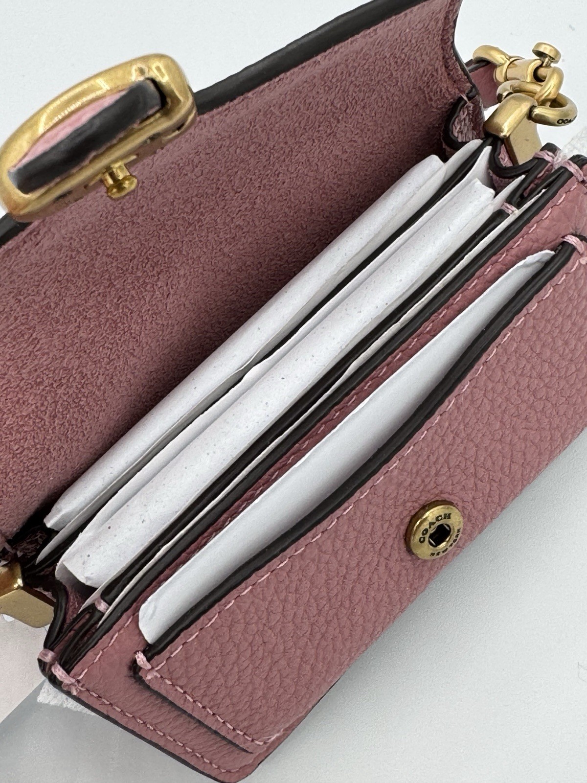 💞NEW Coach👛Tabby Bag Charm👛Pebble Leather✨Chain Strap✨Peony Pink CZZ00 thumbnail 10