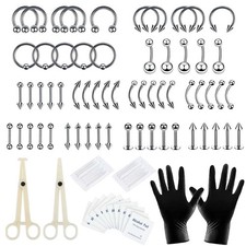 84Pcs Professional Body Piercing Tool Kit Ear Nose Navel Nipple Needles Set US