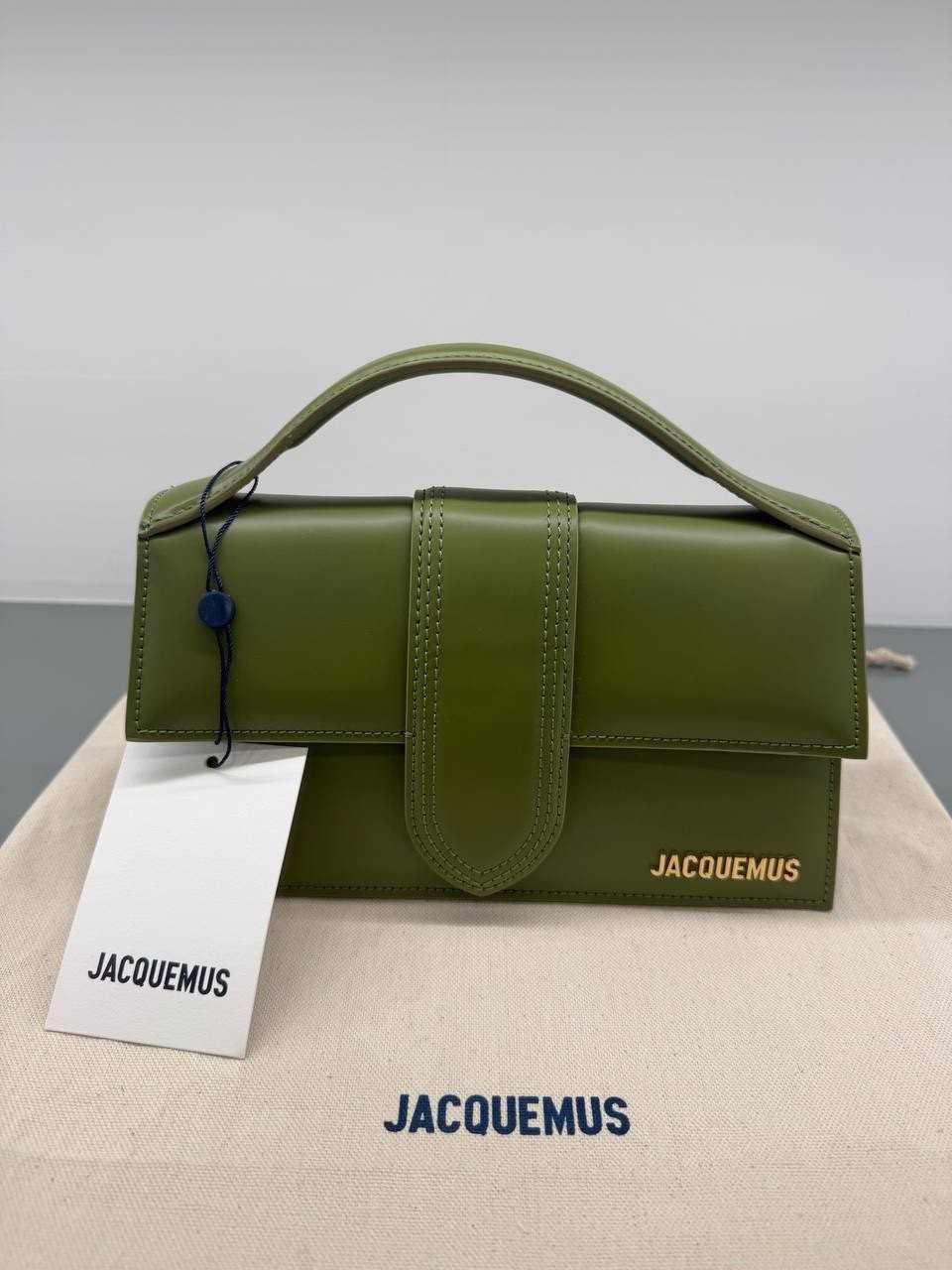 Borsa Jacquemus Le Grand Bambino Tracolla Pelle Verde Oliva Nuova con Dustbag