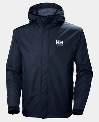 NWT Men's Helly Hansen Seven J Rain Jacket Helly Tech Protection Black Sz 2XL