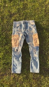 NWT Smoke Rise Utility Cargo Fashion Denim Jeans Mens 32x36 Slim Fit
