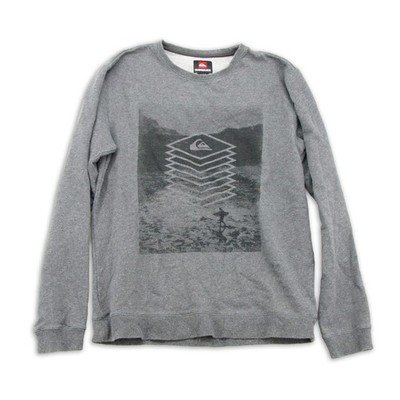 Quiksilver Pullover Gr. M Grau Herren Langarm Logo Oberteil Longsleeve Freizeit
