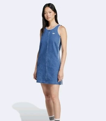 Adidas Adicolor Denim 3-Stripes Tank Dress L Large New Nwt | eBay
