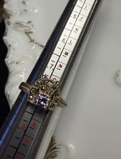 VTG Sterling Silver Stamped 925 Amethyst Ring, Peridot Marcasite Crystal