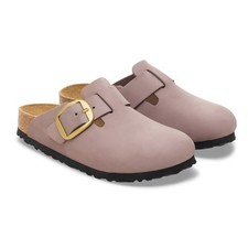 Birkenstock Boston Big Buckle Nubuck Leather Women's Clogs - Faded Purple