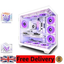 Futuristic White ATX Mid-Tower Gaming Case with Tempered Glass & RGB Sync