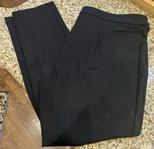 89th + Madison sz Petite PXL waist 37" PULL-ON flat front no pocket black pants
