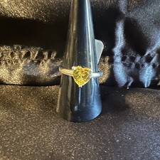 New Heart Shaped Yellow Topaz Stone Set In 925 Sterling Silver Ring Size 9  