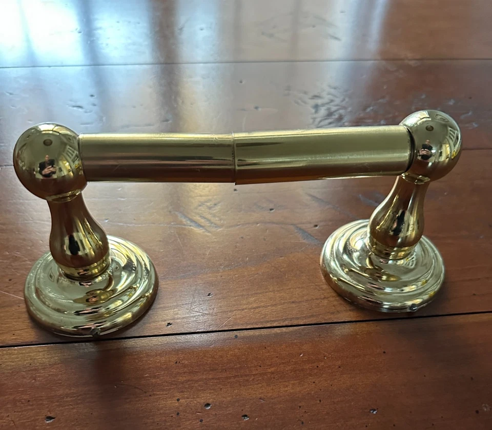 Juego de 2 soportes de papel higiénico vintage Franklin de latón macizo + husillo EE. UU. Foto 2 de 4