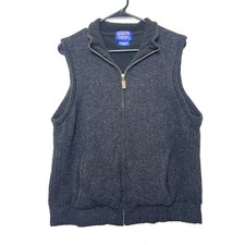 Pendleton Men's S Vest 100 Shetland Wool Zipper Charcoal Grey Fleece Lined
