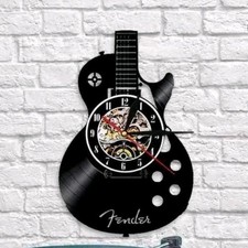 FENDER GUITAR Wall Clock Made from Vinyl Record Wall Clock 12" X 8" New  