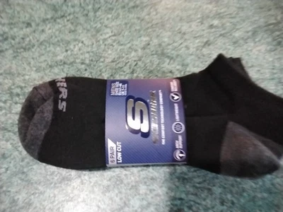 New Mens 6 Pairs Skechers Black Low Cut Trainer Socks Size 7-11