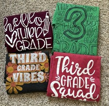 4 Pack Third Grade Themed Teacher T-Shirts Womens Size Small Fun Gildan & Canvas